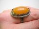 Antiker Messing Ring Mit Egg Yolk Bernstein Amber Schmuck Rg 1,  8 Mm / 6,  6 G 58 Ringe Bild 7