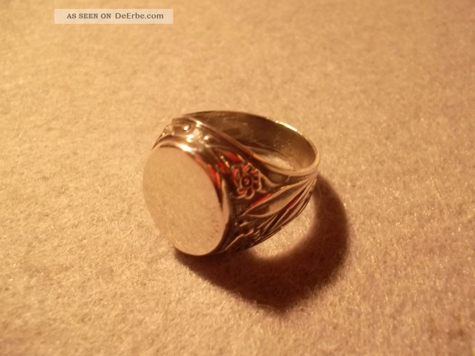 Gravierbarer Siegelring 925 Sterling Silber Mit Jugendstil - Ornament Ringe Bild
