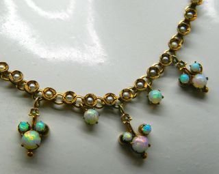 Antikes Gold Collier Mit Opal & Perlen Um Ca.  1880 - S2706 Bild