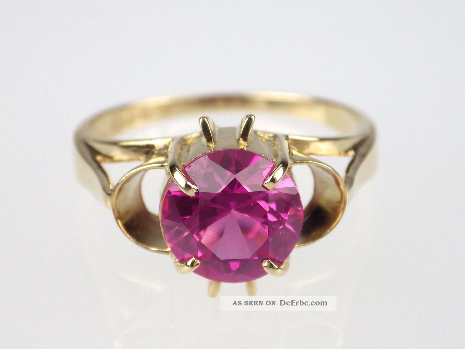 Art Deco 585 Gelb Gold 2 Ct Pink Turmalin Ring,  Unikat,  Antik Ringe Bild