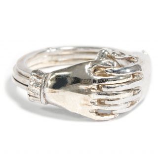 Mein Herz In Deinen Händen: Biedermeier Gimmel Ring In Silber,  Verlobungsring Bild