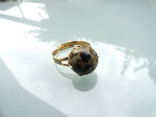 Vintage 935 Silber Ring Vergoldet Gr.  Jaspis Dalmantiner überlappemde Schiene Bild