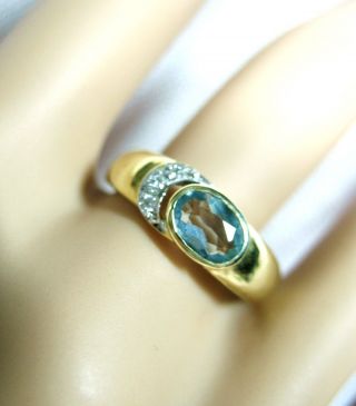 585er Gold Aquamarin & Brillant Ring Gr.  57,  5 Bild