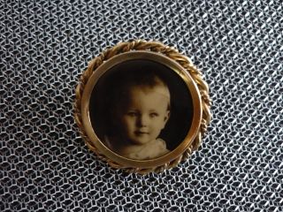 Antike Brosche Fotobrosche Mit Babybildnis Ca.  1930 Bild