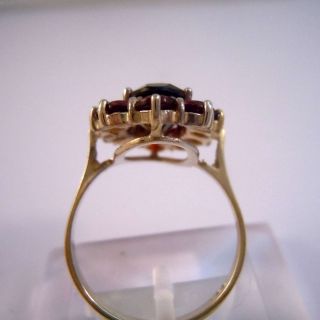Gold Böhmen Granat Ring Mit Ausladender Blütenfront Um 1910 Bild