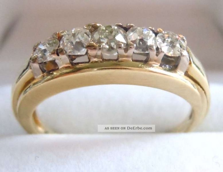 Exklusiver 585 Gold Ring Mit 5 Diamanten Um 1950 Ringe Bild