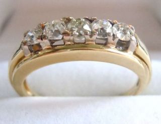 Exklusiver 585 Gold Ring Mit 5 Diamanten Um 1950 Bild