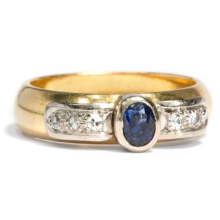 Datiert 1913: 900er Gold Ring Mit Saphir & Diamanten / 21k Sapphire Diamond Ring Bild