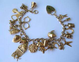 Gold 375 Charms Bracelet Bettelarmband 25 Antike Charms Bild