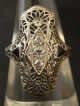 Filigraner Ring - Art Déco - Mit Altschliff - Diamanten,  Emaille - 585er Weißgold Ringe Bild 3