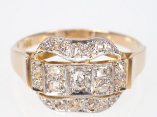 Jugendstil Damen 585 14k Gelbgold 1,  06 Ct H - Vsi Altschliff Diamant Ring,  Gr.  65 Bild