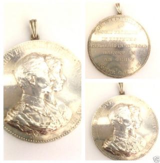 Münzanhänger Anhänger Medaille Kaiser Wilhelm Auguste Viktoria 835 Er Silber Bild