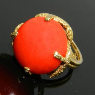 Sehr Schöner 750er Gold Ring Mit Roter Koralle Um 1940 - S2737 Bild