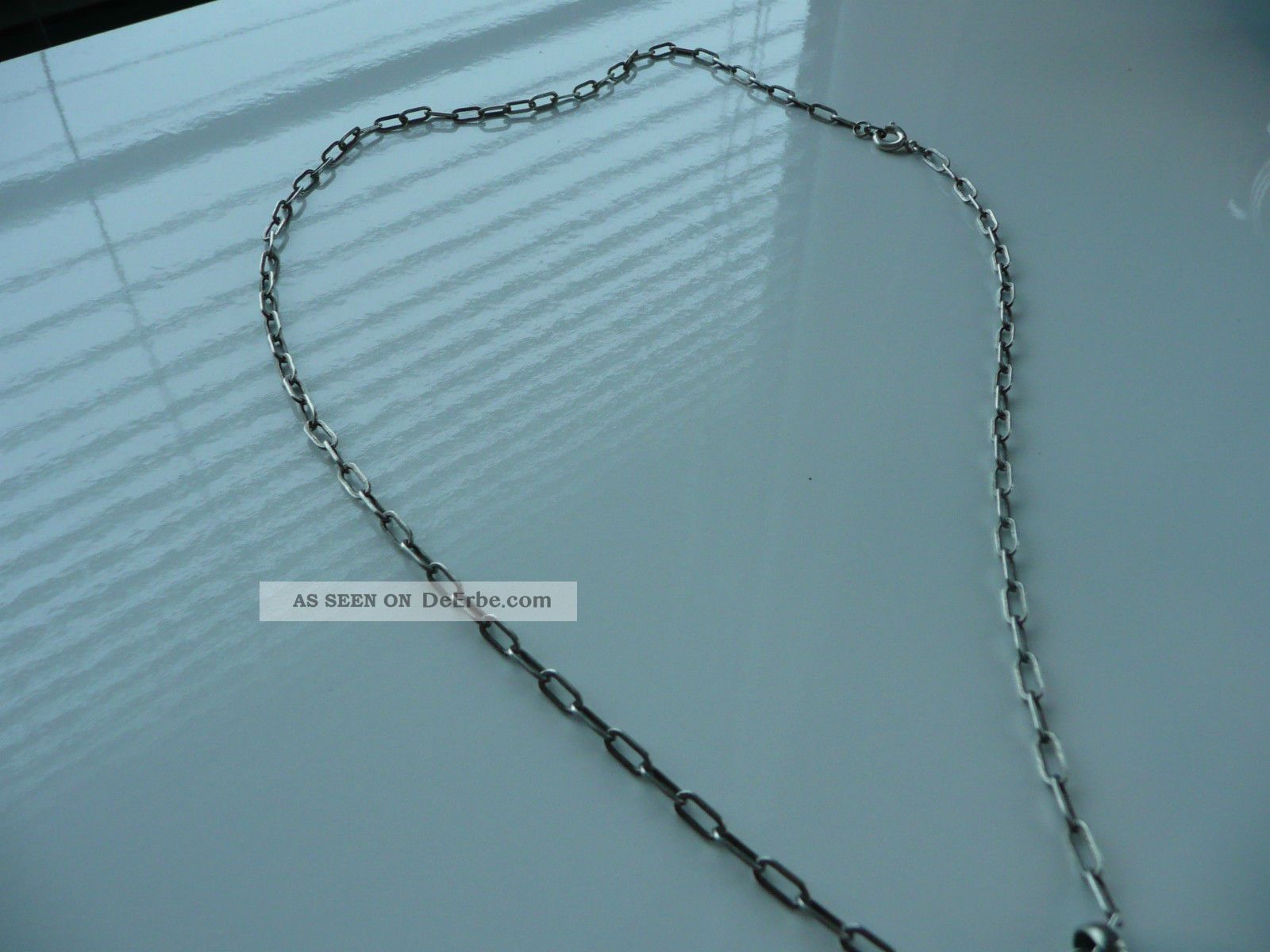 Jugendstil 800 Silber Kette Mit Grossen Anhänger Edelstein