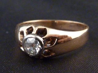 Alter,  Goldener Ring - Mit Altschliff - Diamant Besetzt - 0,  20ct - 585er Roségold Bild