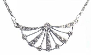 Art Deco Zwanziger Jahre Halskette 925 Silber Vintage Necklace Anhgl37 Bild