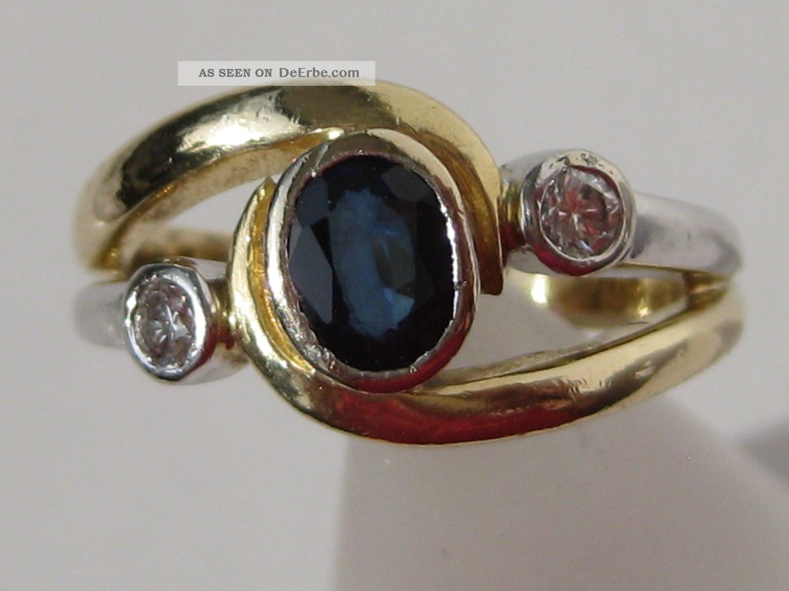 750 Gold Diamantring Diamant Saphir 18 Kt Gelbgold Ring Weißgold,  2 Diamanten Ringe Bild