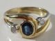 750 Gold Diamantring Diamant Saphir 18 Kt Gelbgold Ring Weißgold,  2 Diamanten Ringe Bild 4