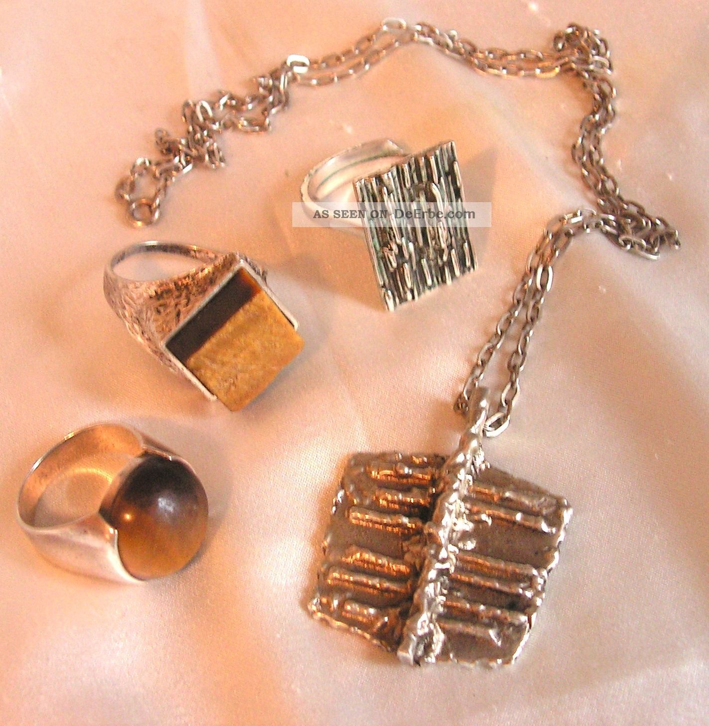 Konvolut Silberschmuck Stempel Tigerauge 1960 ' S Herrenring 800 925 Etc. Schmuck & Accessoires Bild