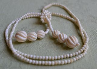 Art Deco Bein Perlen Kette Halskette Beinkette Länge 82 Cm Bild