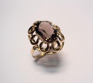 Schöner Opulenter Riesiger Damen - Ring Gold 333 Mit Rauchquarz Ringweite 57 Bild