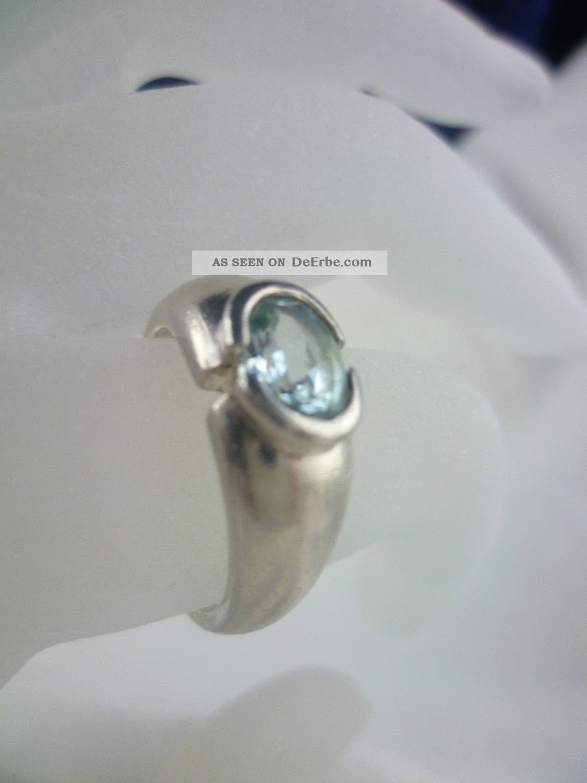 Damenring Sterling Topas Hellblau Stein 925er Silber Finger Ring Antik Gr.  64 Ringe Bild