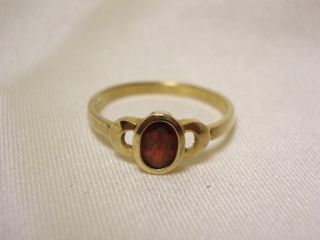 Alter 333 Gold Ring Mit Granat Im Art Deco 16,  5 Mm Bild
