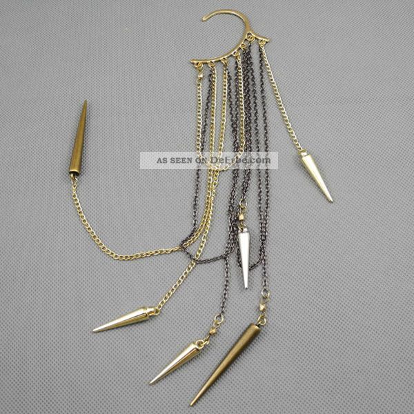 1x Punk Pin Ear Cuff Retro Pendant Earrings Ohrschmuck Xf151f Chain Tassel Schmuck & Accessoires Bild