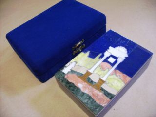 Echte Lapislazuli Schatulle Schmuck - Box Blau / In Exclusiver Samtbox Bild
