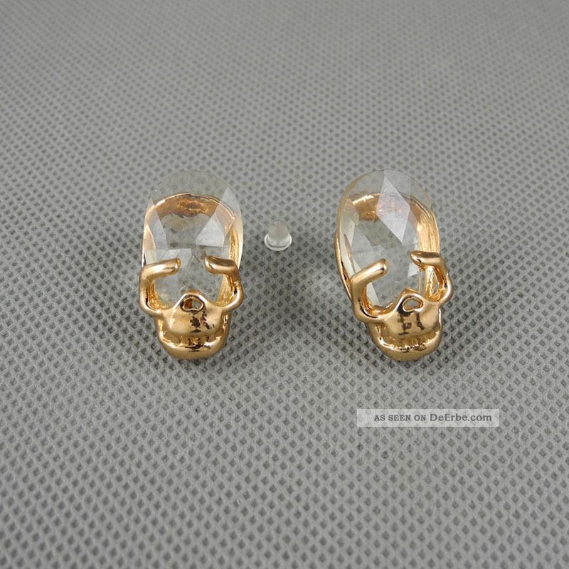 1x Punk Jewelry Ear Stud Women Pendant Earrings Ohrschmuck Xj0110 Crystal Skull Schmuck & Accessoires Bild