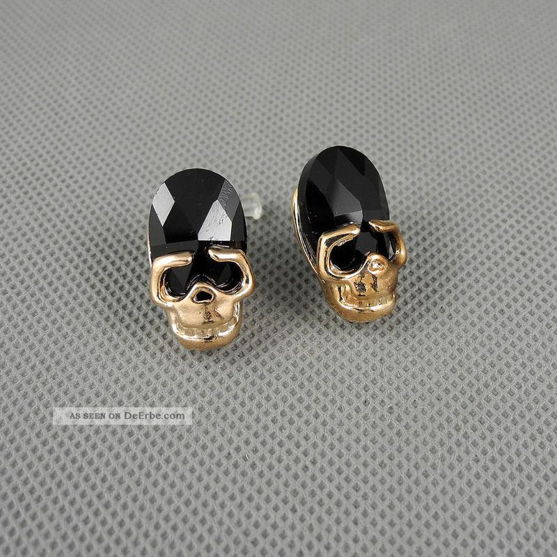1x Jewelry Ear Cuff Ear Clip Vintage Earrings Ohrschmuck Xj0139 Crystal Skull Schmuck & Accessoires Bild