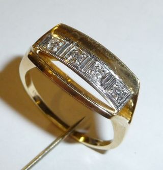 Ring 585 Gold Antik Spätes Art Deco 4 Diamanten Ca.  0,  20 Ct.  Gr.  56 - 57=18,  8 - 18,  1 Bild