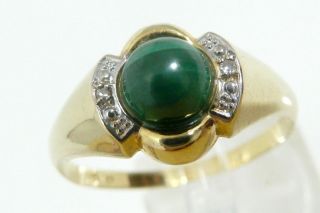 Damen - Ring - 585/gold 1950 - Malachit - Besatz - Ring - Kopf=10x11mm - Ring Gr.  59/18,  8mm Bild