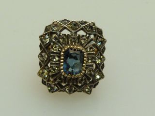 Vintage Ring Silber 800 Punziert Teils Vergoldet Weißtopase Geschliffen Bild