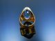 Grosser Ring Gelb Gold 750 Aquamarinblauer Verneuil Spinell Massiv Und Schwer Ringe Bild 3