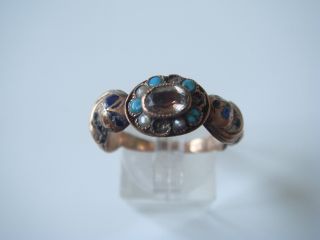Antiker Biedermeier Ring Echt Gold 333 8 Kt Massiv & Bergkristall Unikat 1833 Bild