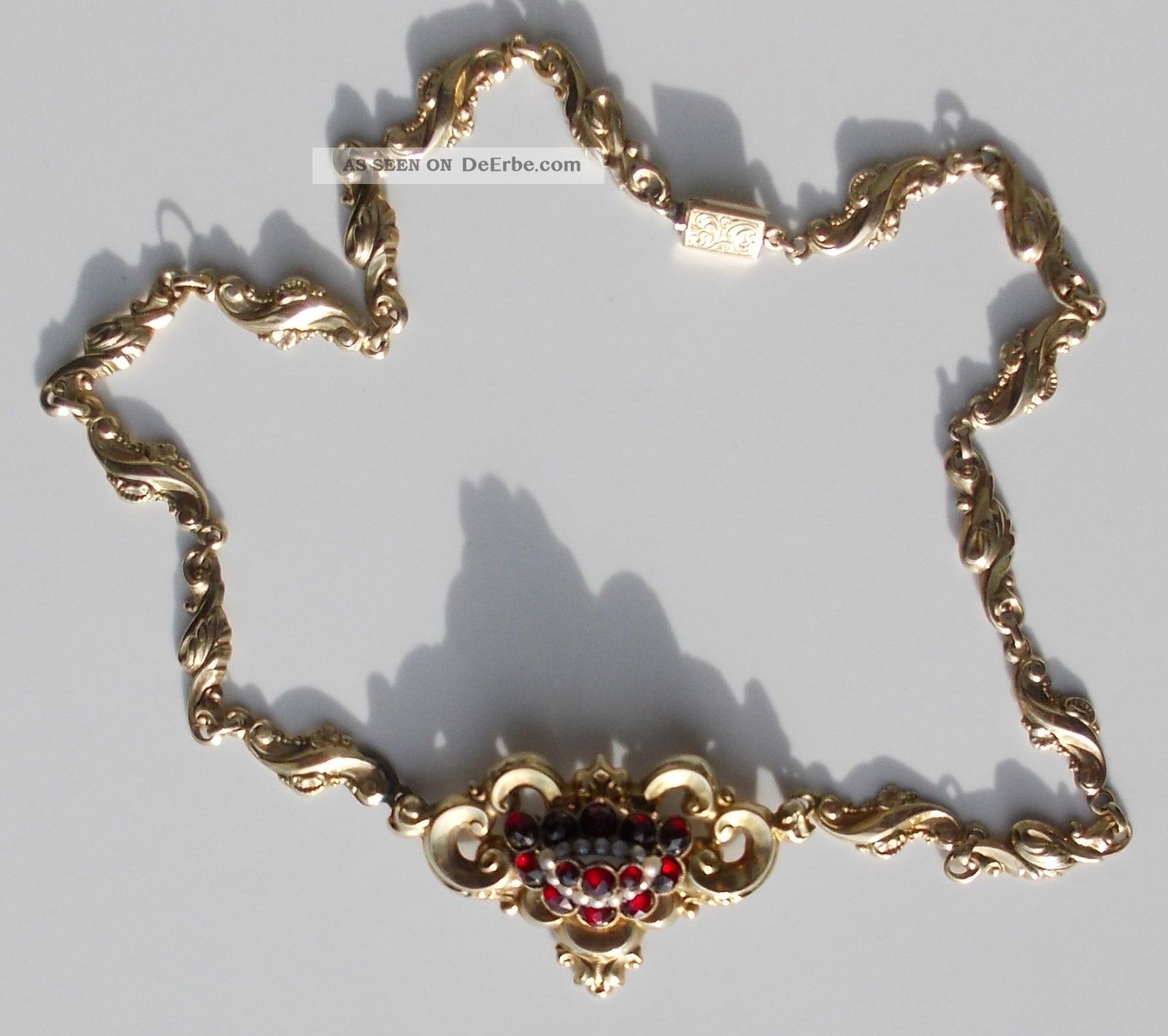 Collier Biedermeier Antique En Cheveux Et Chaînette Dorée - Avec Monogramme, Occasion