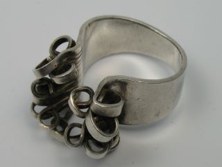 Holland : Klasse Handgearbeiteter 60er 70er Jahre Designer Ring Aus 925 Silber Bild