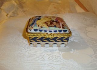 Biedermeier Dose,  Schatulle,  Schmuckdöschen,  Porzellan Bild