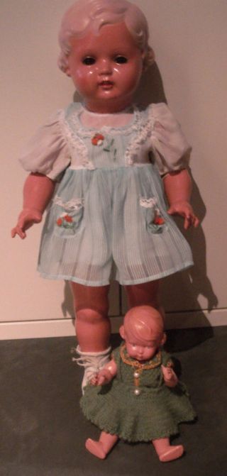 Schildkröt Puppe Erika 56 Cm Celluloid,  Kleid 1952 Bild