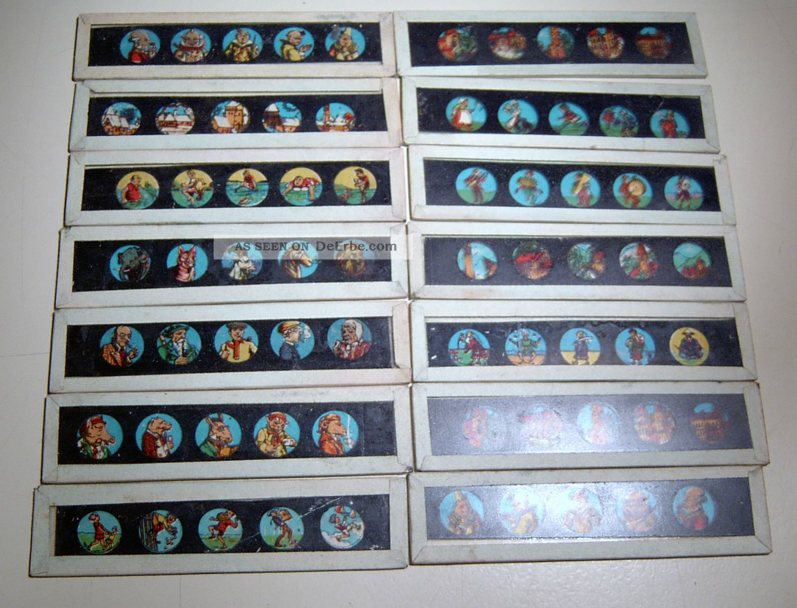 24 Laterna Magica Glasbilder Um 1900 9,  8 X 2,  4 Cm Antikspielzeug Bild