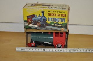 Vintage Marx Toys Locomotive Dampflok Battery Operated Japan Ovp Tricky Action Bild