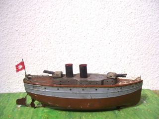 Blechschiff Boot Kriegsschiff Mit Uhrwerk Von Bing Bub Fleischmann MÄrklin Bild