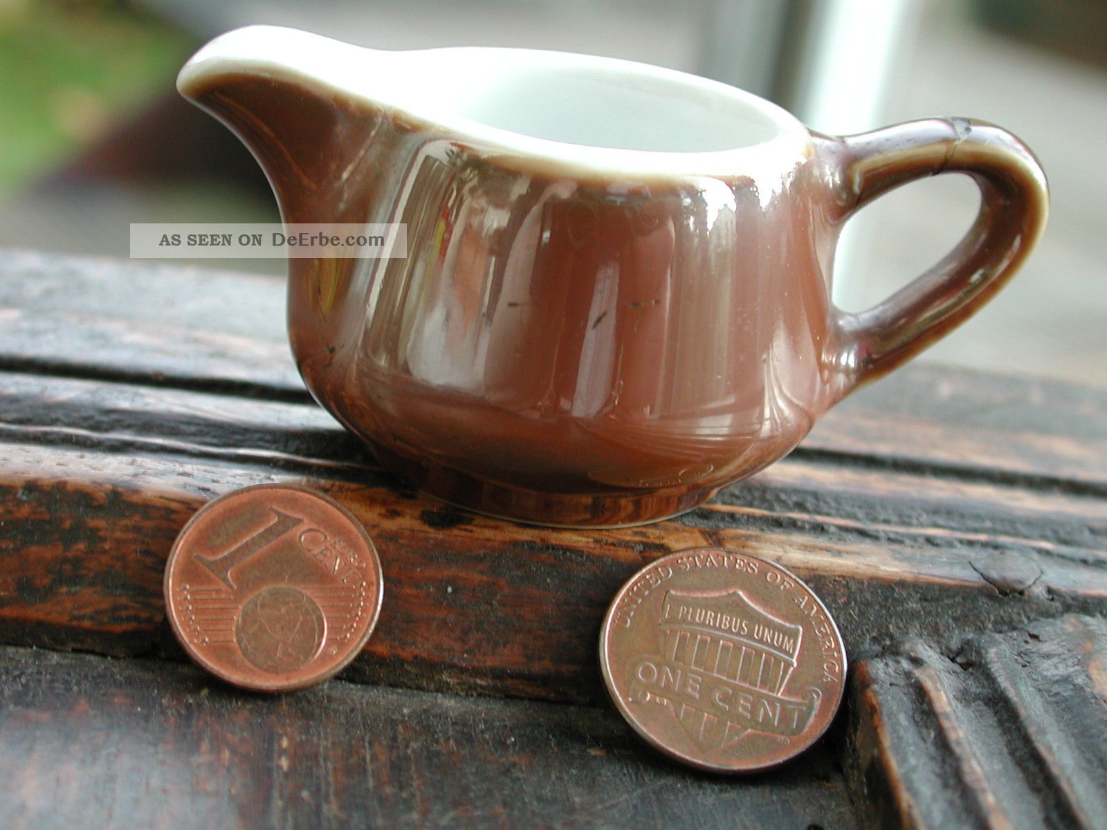 Milchkrug Puppenstube Tonzeug Küche Antik Alt Old Dollhouse Milk Pitcher Vintage Original, gefertigt vor 1970 Bild