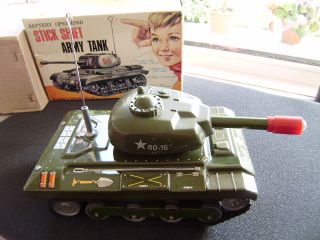 Nomura Toys Stick Shift Army Tank Panzer 1960´s In Ovp.  SammelstÜck Bild