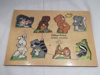 Vintage Fisher Price Holz Puzzle Animal Friends Bild