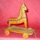 Antikes Pferd Aus Holz Holzpferd M.  Rädern Zum Ziehen Holzspielzeug Nachziehtier Holzspielzeug Bild 4