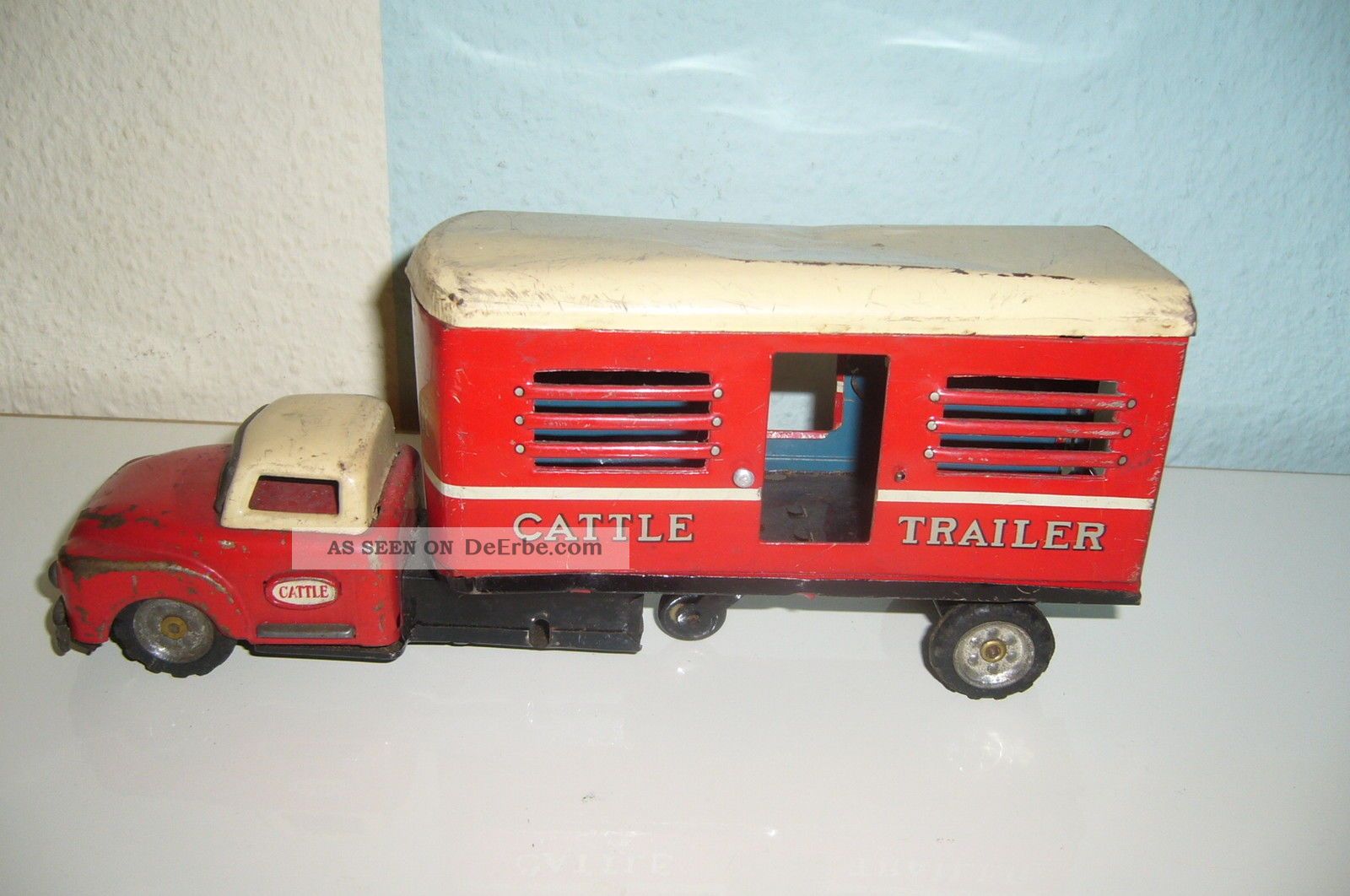 Alter Blech Lkw Viehtransporter Für Bastler/sammler Original, gefertigt 1945-1970 Bild