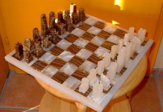 Wunderschönes.  Schachspiel A.  Onyx Mit Figuren Sowie Spielsteinen Für Z.  B.  Dame Bild