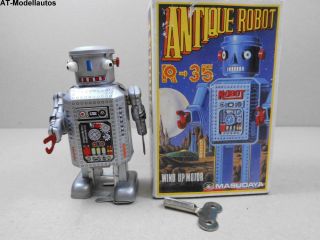 Blechroboter Robot R - 35 8,  5 Cm Ovp Roboter Aus Blech Blechspielzeug 1984 Bild